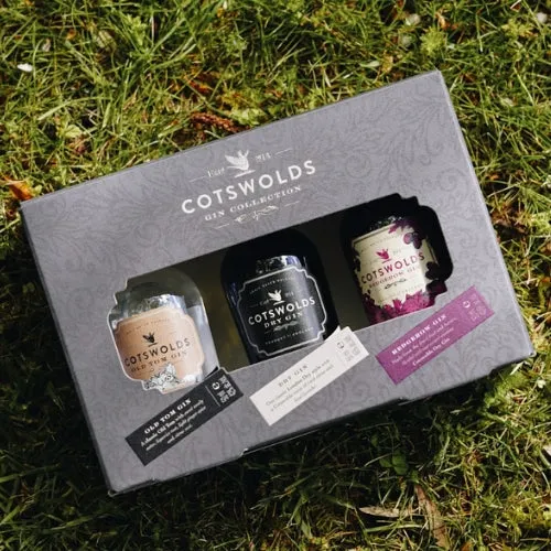 Cotswolds Gin Trio mini gin set 3x50ml Dry Hedgerow