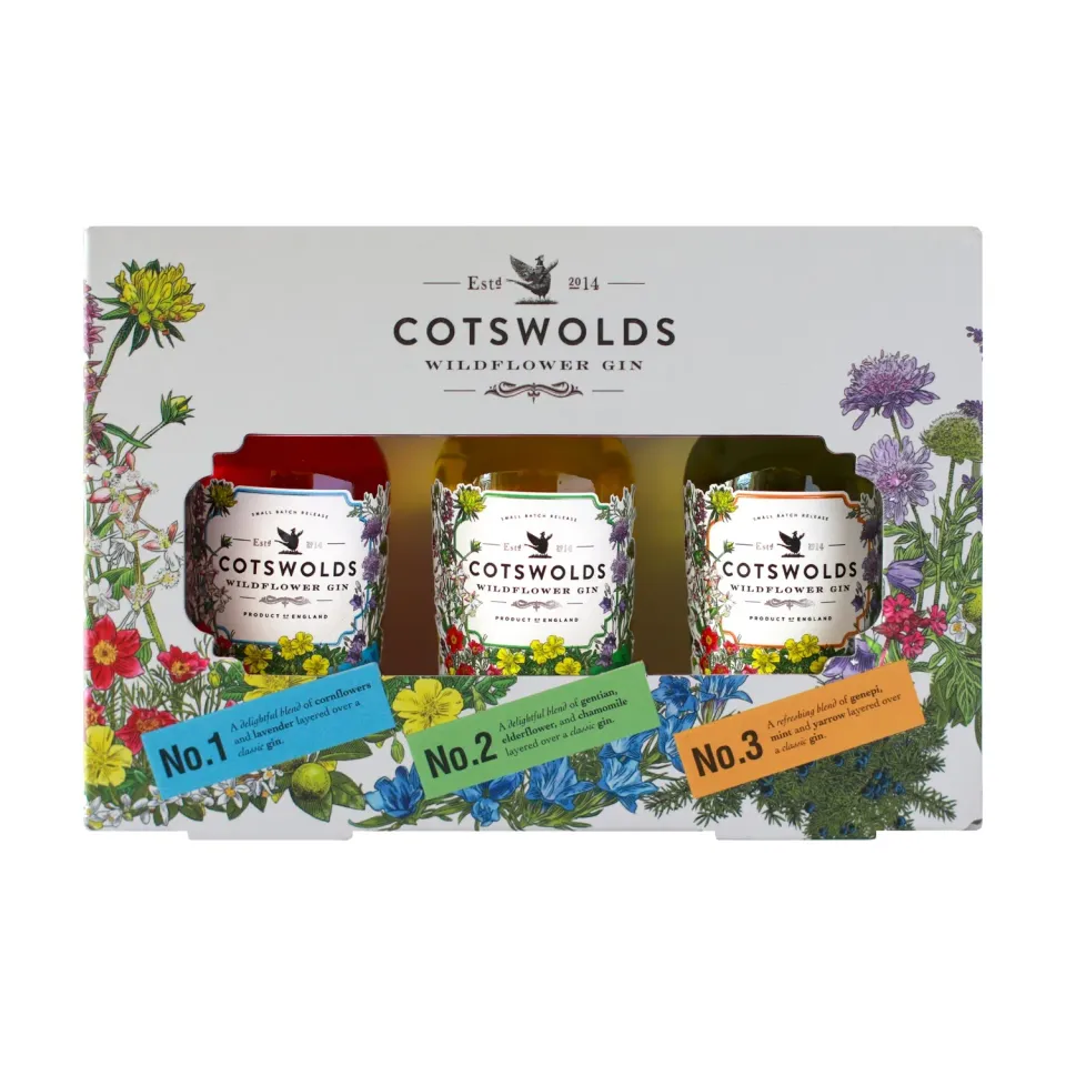 Cotswolds Wildflower Gin Trio gin 3x50ml bloemig