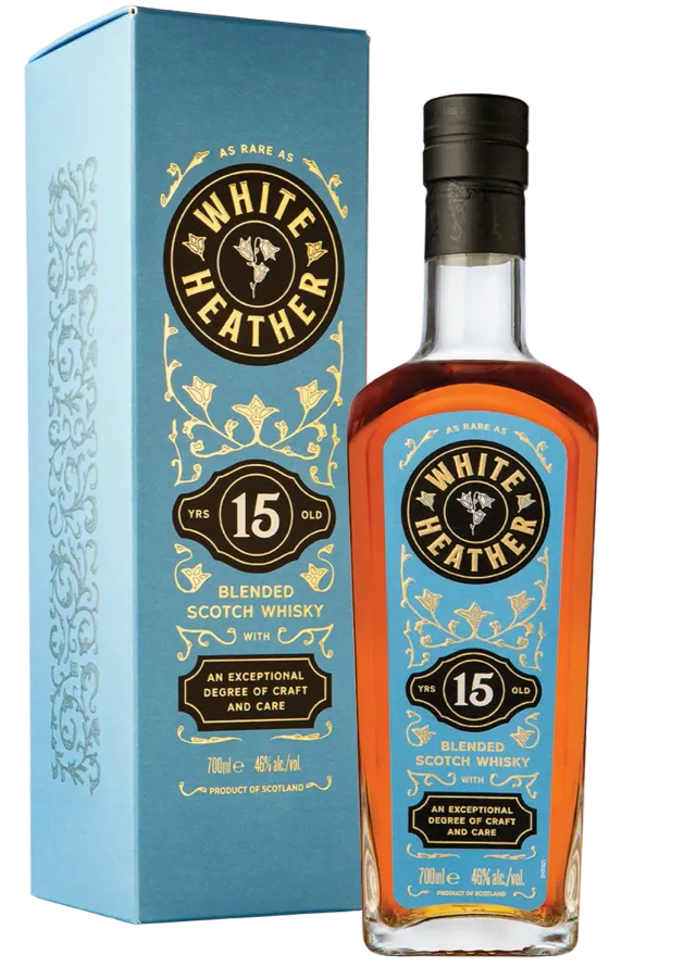 White Heather 15 Year Old blended whisky 46% honing turf