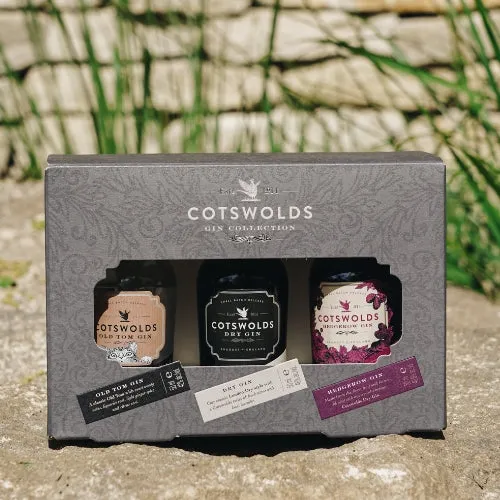 Cotswolds Gin Trio mini gin set 3x50ml Dry Hedgerow