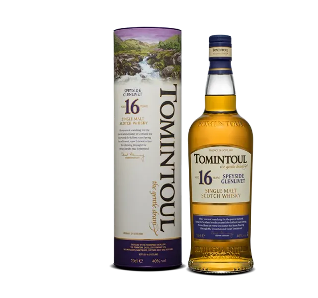 Tomintoul 16 jaar whisky 5cl romig mini