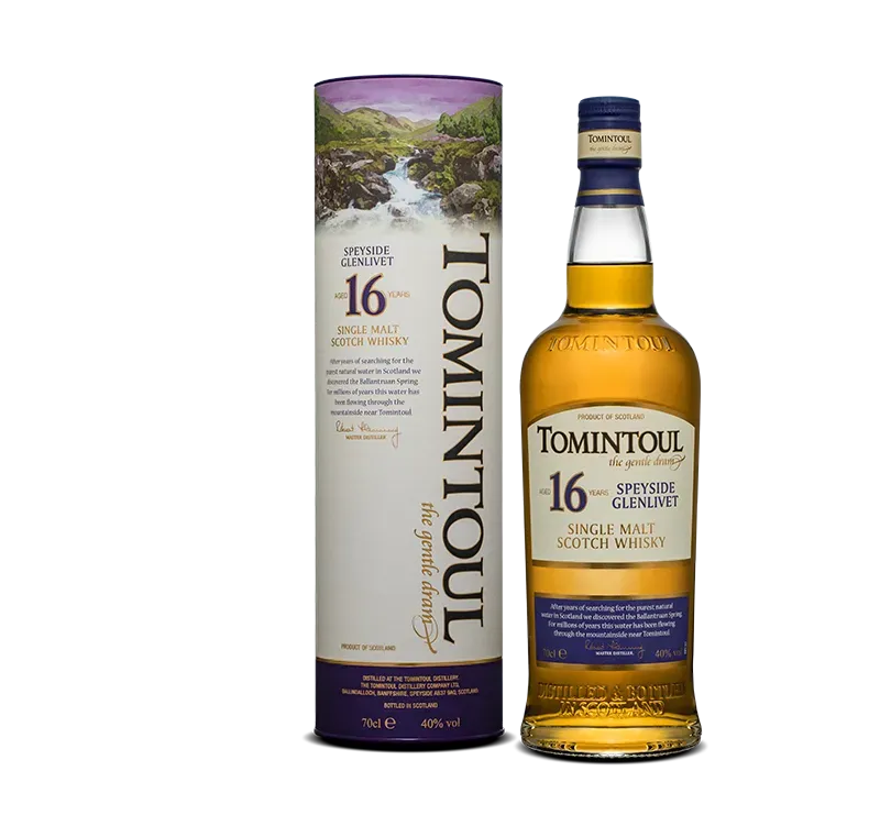 Tomintoul 16 jaar whisky 5cl romig mini