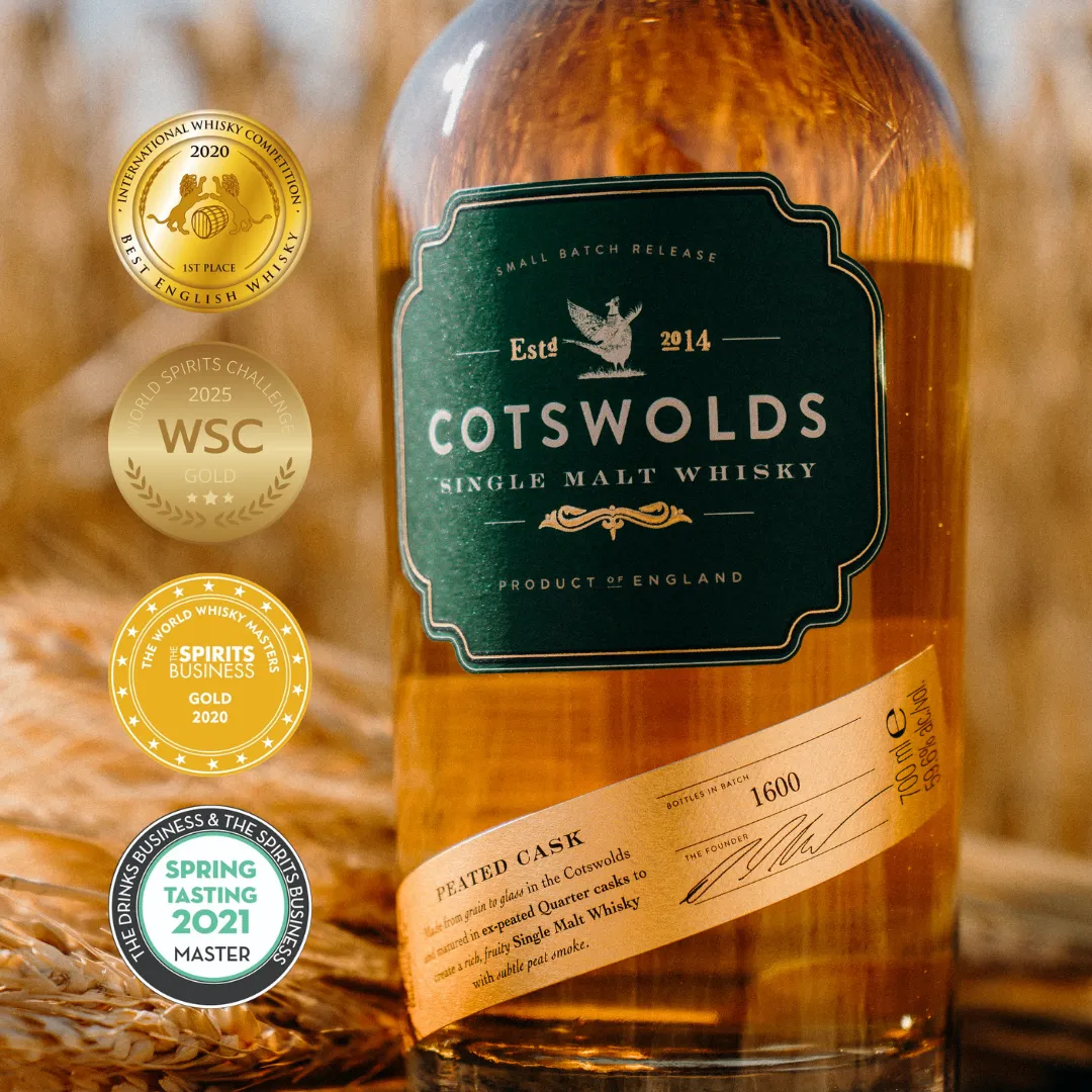 Cotswolds Peated Cask Single Malt Whisky Fles Rokerig Cask Strength