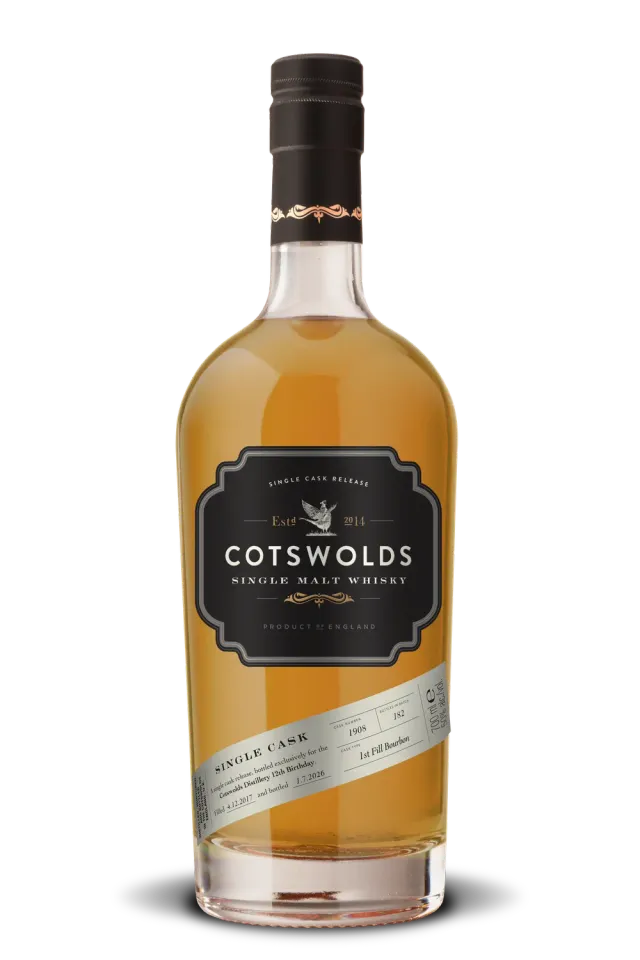 Cotswolds 12th Birthday Single Malt Whisky 50% Bourbonvat 182 Flessen