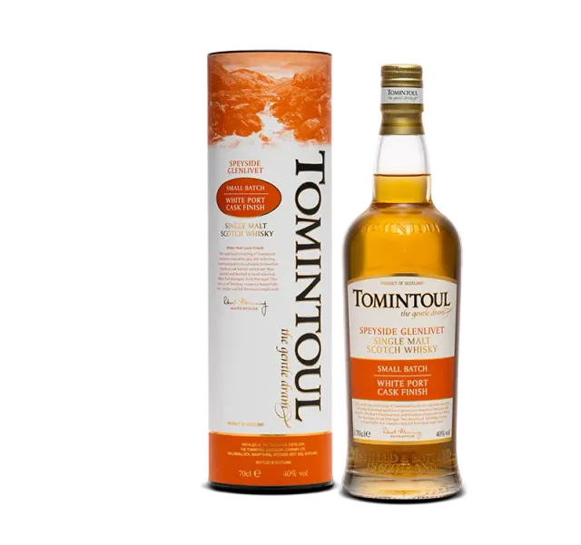 Tomintoul White Port Cask Finish whisky 70cl perzik