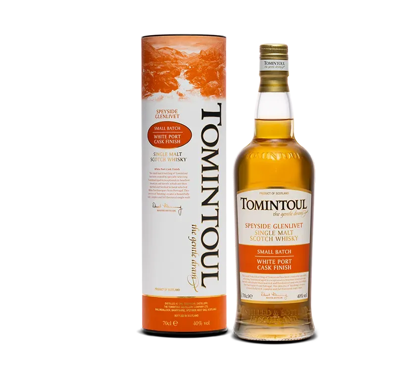 Tomintoul White Port Cask Finish whisky 70cl perzik