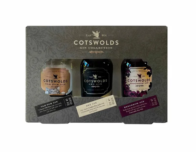 Cotswolds Gin Trio mini gin set 3x50ml Dry Hedgerow