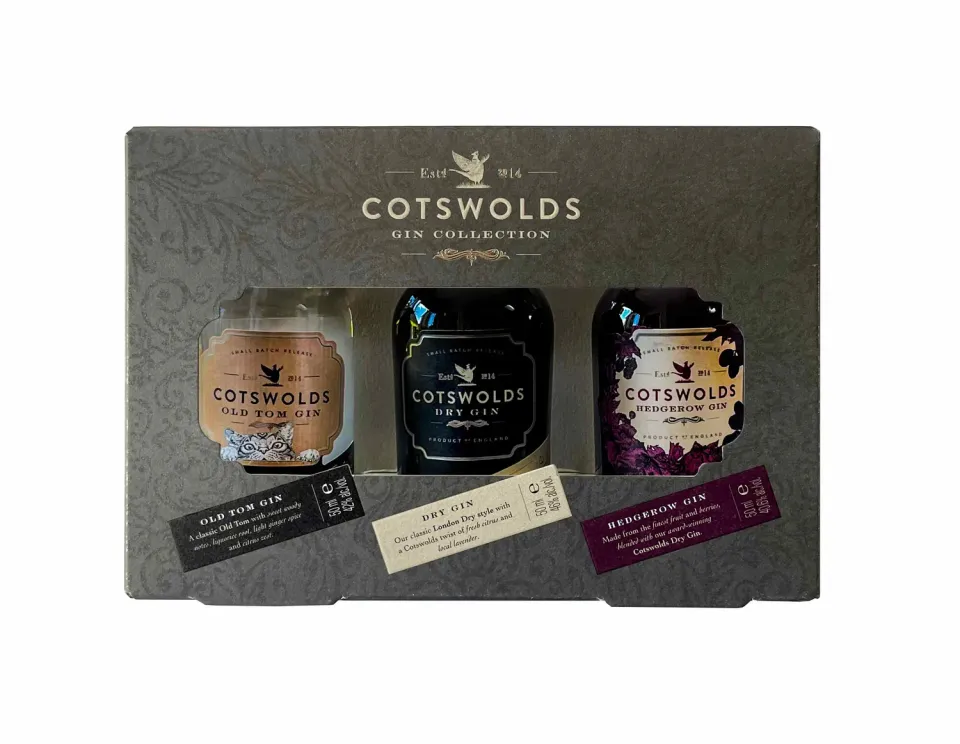 Cotswolds Gin Trio mini gin set 3x50ml Dry Hedgerow
